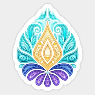 Colored Decorative Damask Design Element Sticker